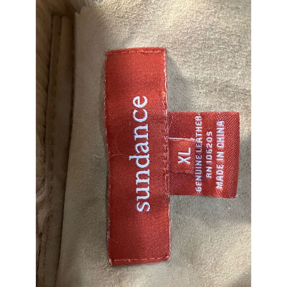 Sundance Suede Shearling Coat Beige Bohemian Button Front Size XL - Picture 9 of 12